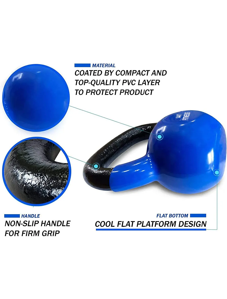 1441 Fitness Vinyl Coated Kettlebell 4 KG to 24 KG