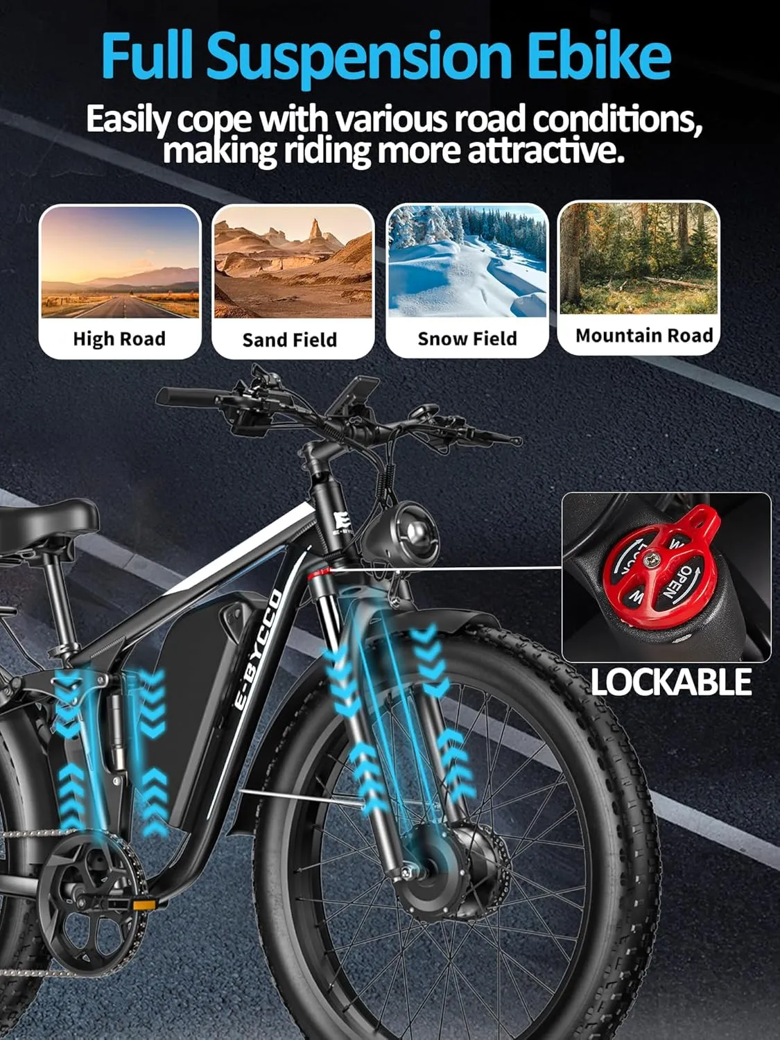4000W Peak 5000W Dual Motor Electric Bike for Adults, 24/26 Inch, 52V 32AH, Up to 90Mile & 45MPH E-Bike Fat Tire Full Suspension Electric Bicycles, 7 Speed AWD Mountain Ebikes, Hydraulic Disc Brake