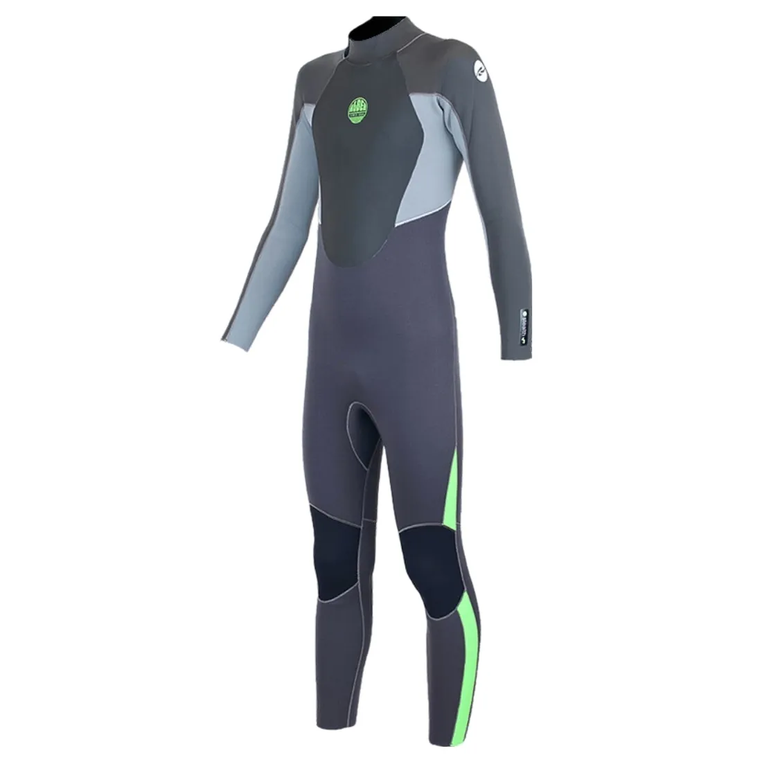Alder Junior Stealth 5/4/3mm Kids Backzip Wetsuit - Jet/Metal