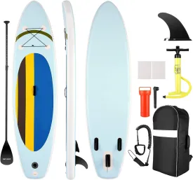 ANCHEER iSUP Inflatable Stand Up Paddle Board 10', Non-Slip Deck, Military Grade PVC iSUP Boards Complete Kit Package Plus Adjustable Paddle, Coil Leash, Hand Pump Perfect for Yoga (Yellow)