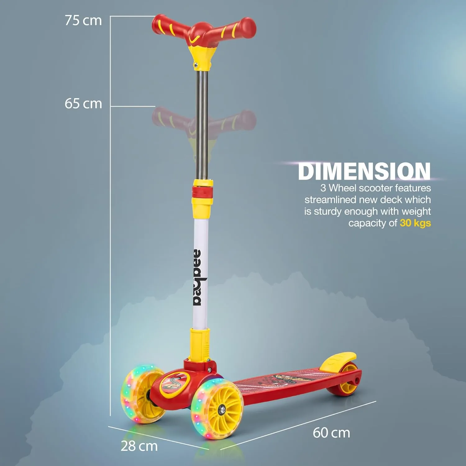 Baybee Kitty Kick Scooter for Kids, Foldable Kids Scooter with 4 Height Adjustable Handle & Brake, Skate Scooter with LED PU Wheels, Runner Scooter for Kids