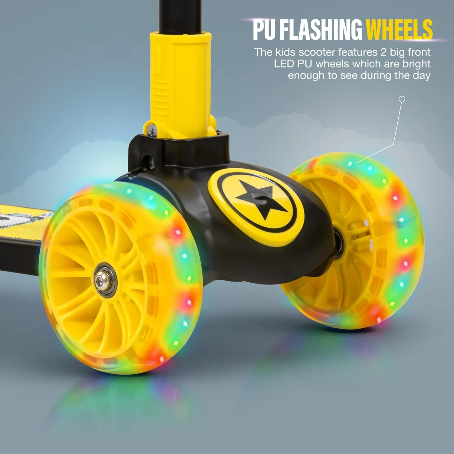 Baybee Kitty Kick Scooter for Kids, Foldable Kids Scooter with 4 Height Adjustable Handle & Brake, Skate Scooter with LED PU Wheels, Runner Scooter for Kids