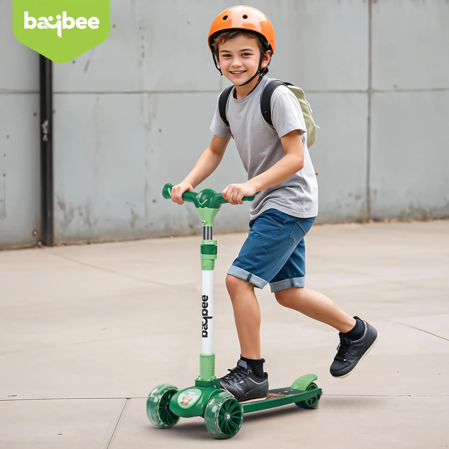 Baybee Kitty Kick Scooter for Kids, Foldable Kids Scooter with 4 Height Adjustable Handle & Brake, Skate Scooter with LED PU Wheels, Runner Scooter for Kids