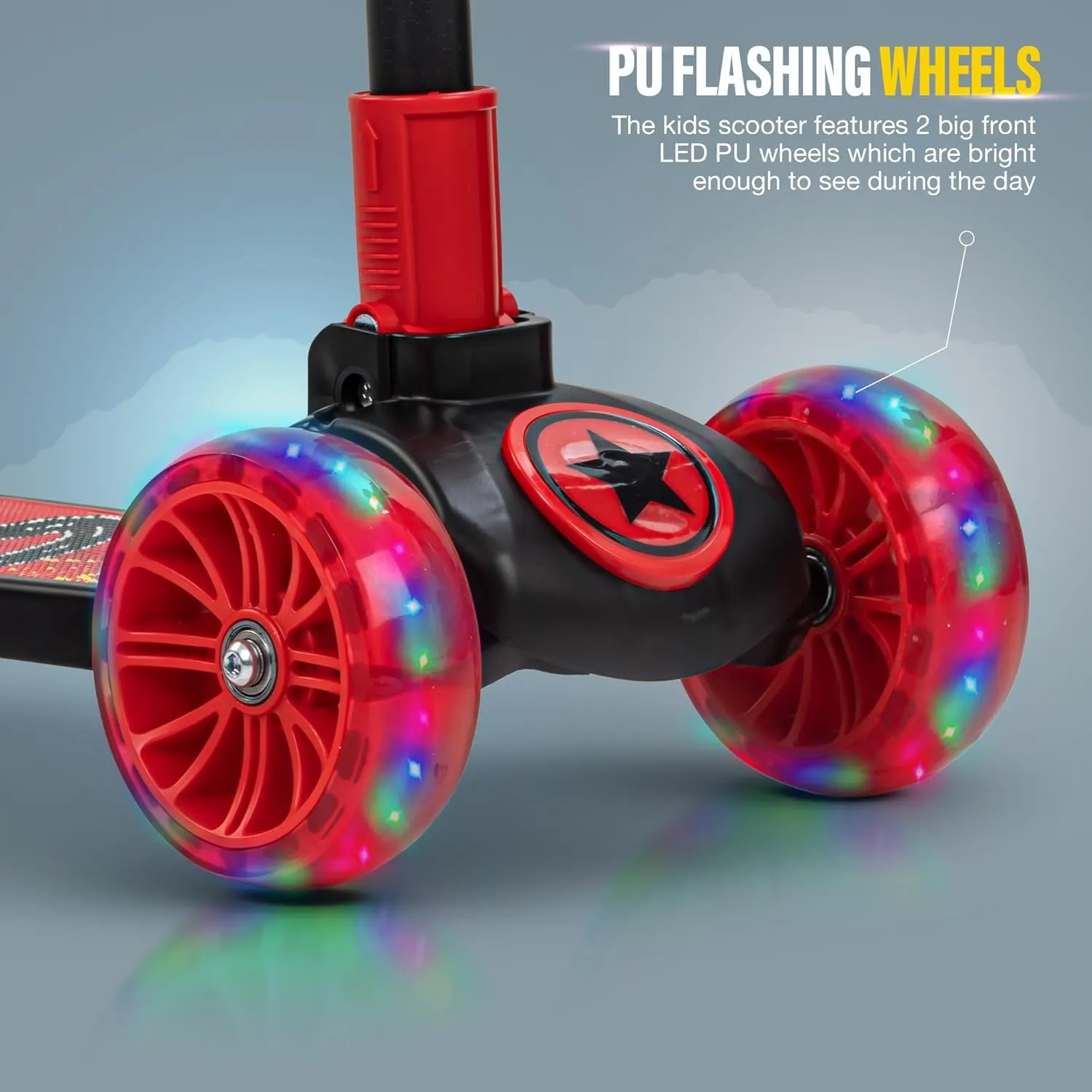 Baybee Kitty Kick Scooter for Kids, Foldable Kids Scooter with 4 Height Adjustable Handle & Brake, Skate Scooter with LED PU Wheels, Runner Scooter for Kids