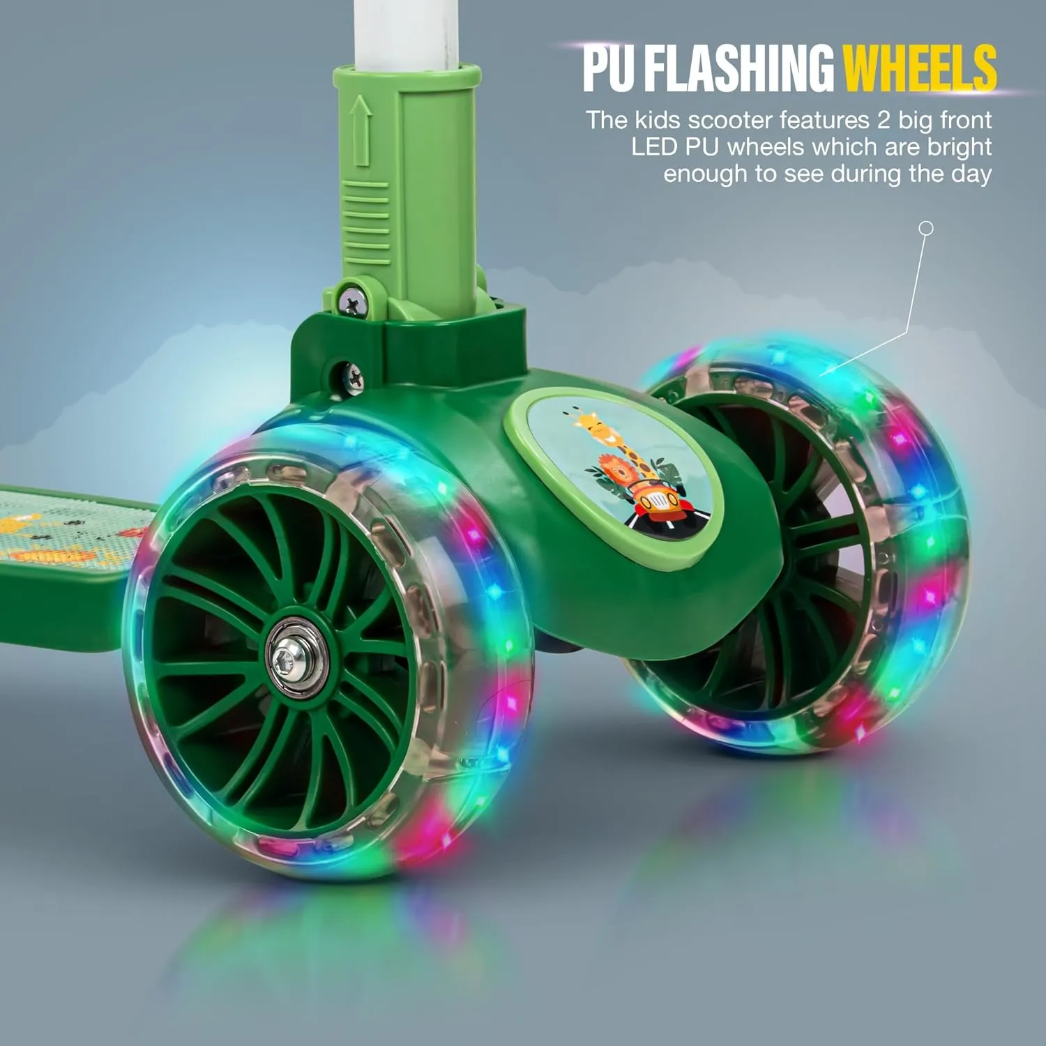 Baybee Kitty Kick Scooter for Kids, Foldable Kids Scooter with 4 Height Adjustable Handle & Brake, Skate Scooter with LED PU Wheels, Runner Scooter for Kids