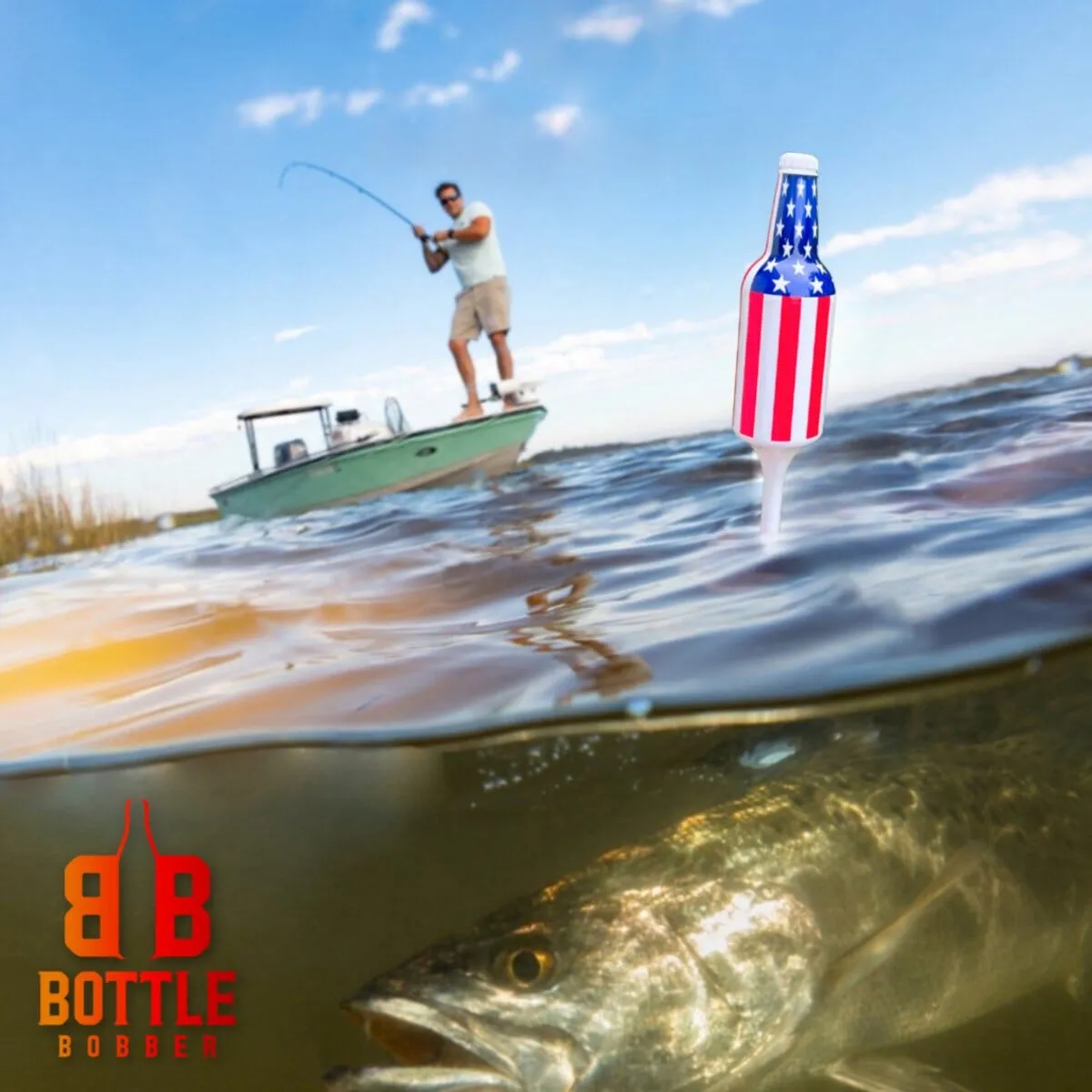 Bottle Bobbers - American Flag Red & White Fishing Bobber 2-Pack