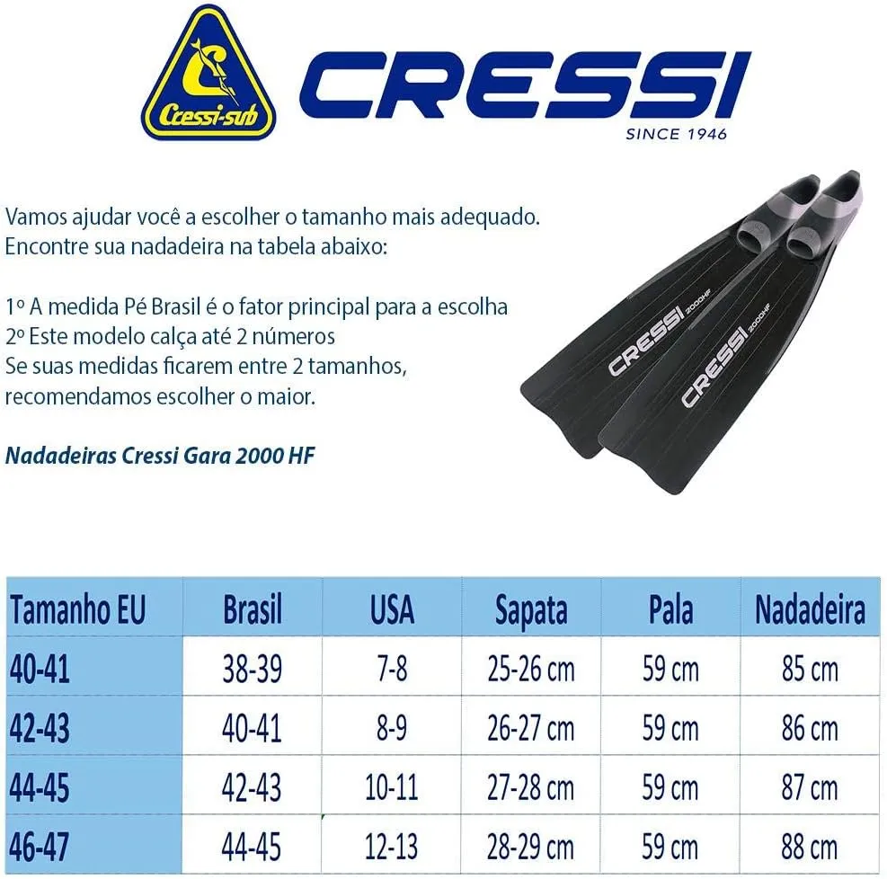 Cressi Free Diving Reactive Long Fins - High-Performance, Good Control - Gara 2000 HF: Made in Italy