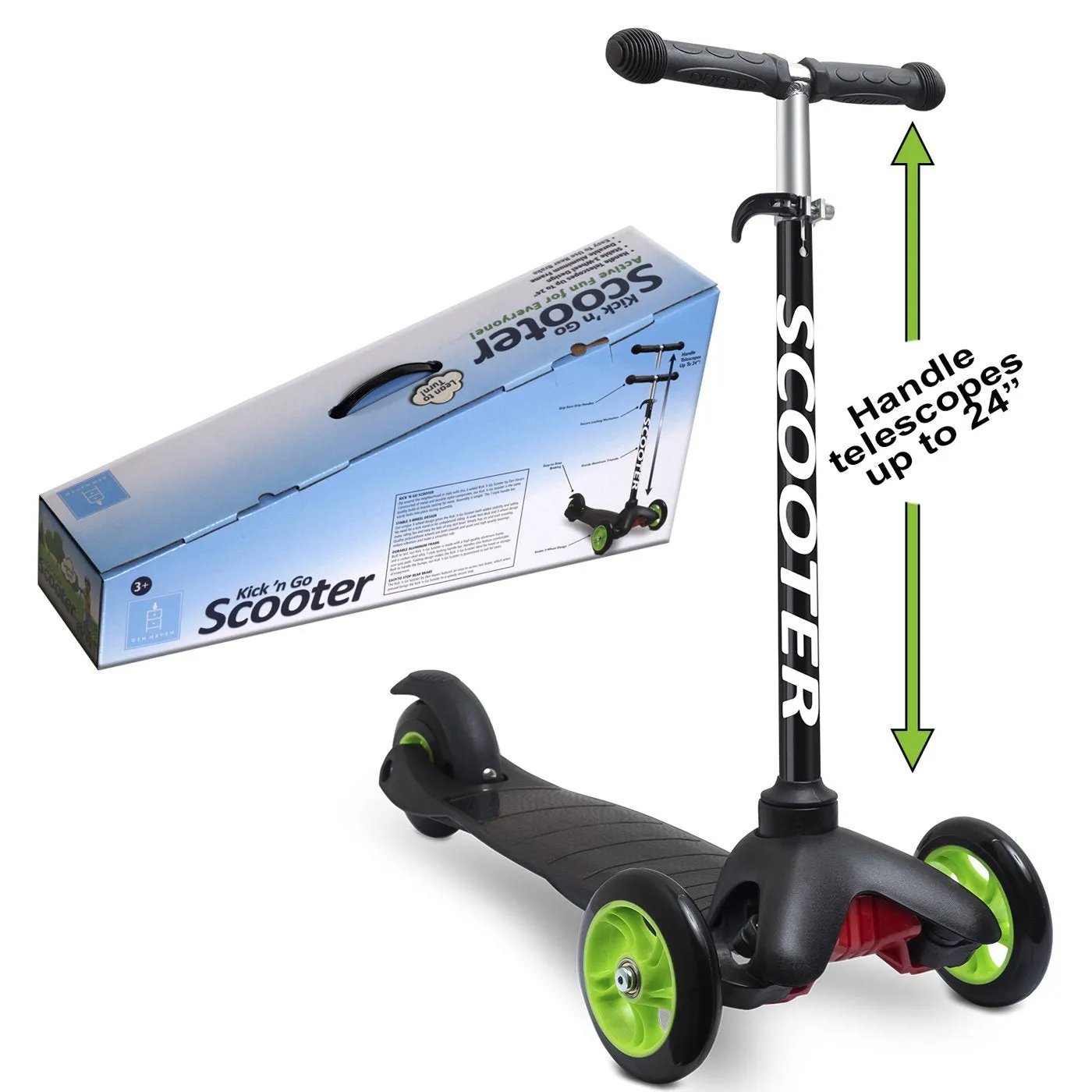 Den Haven Scooter for Kids - Choice of Black or Pink - Ships Same/Next Day!