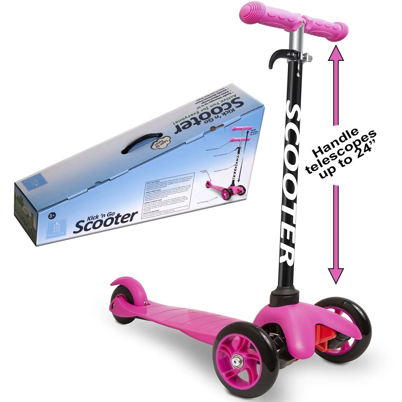 Den Haven Scooter for Kids - Choice of Black or Pink - Ships Same/Next Day!