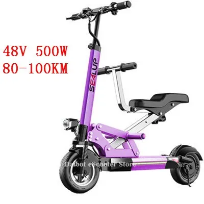 Electric Scooter Adults With Seat Electric Scooters With Suspension System 10 Inch 500W 48V Portable Foldable Electric Scooter