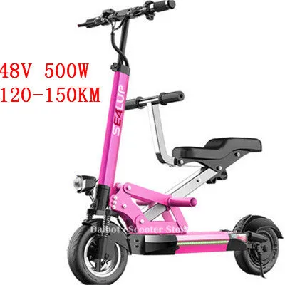 Electric Scooter Adults With Seat Electric Scooters With Suspension System 10 Inch 500W 48V Portable Foldable Electric Scooter
