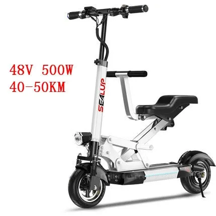 Electric Scooter Adults With Seat Electric Scooters With Suspension System 10 Inch 500W 48V Portable Foldable Electric Scooter
