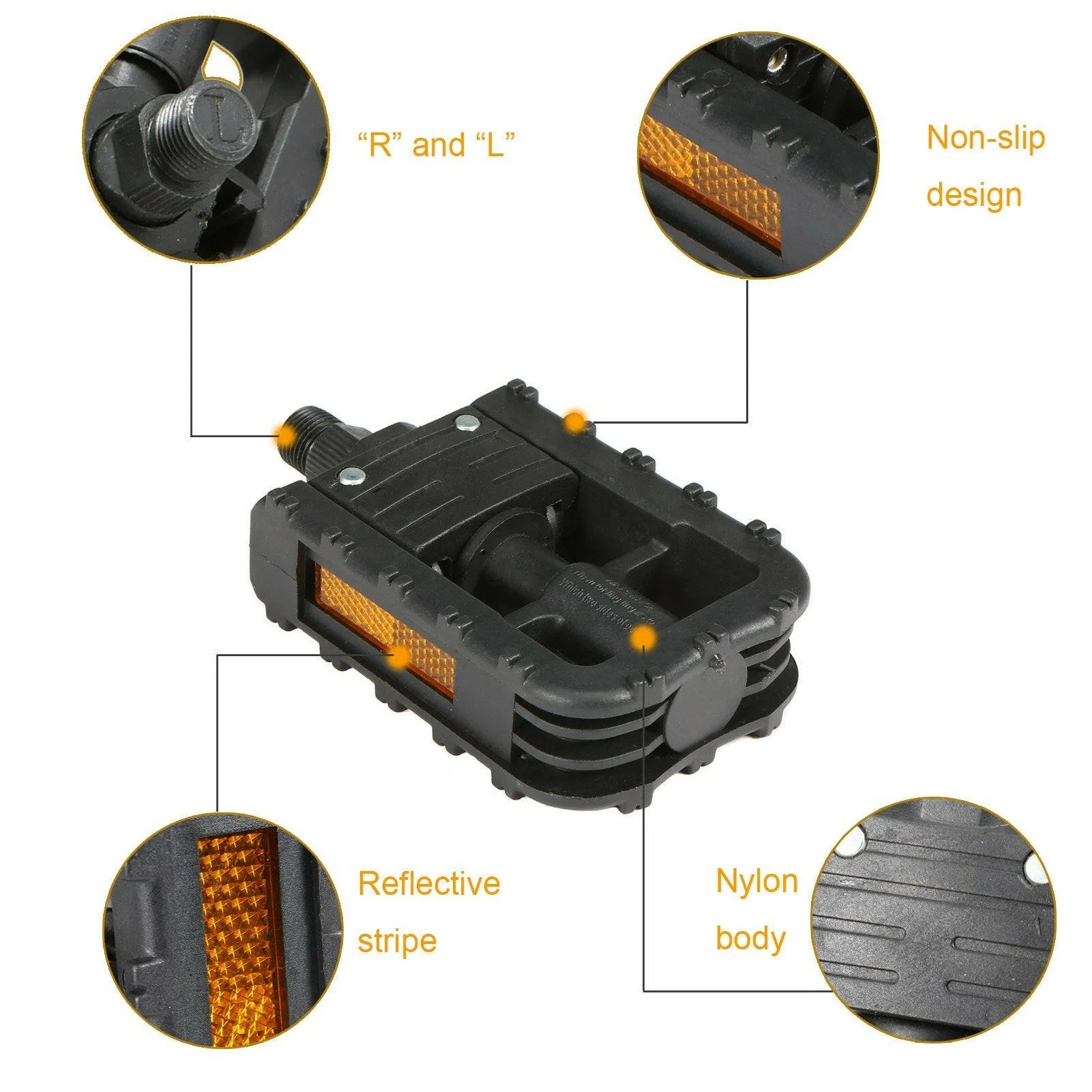 Folding Bike Pedals Black Mountain Bicycle Pedals Cycling Platform Pedal Bicycle Accessories Cycling Parts