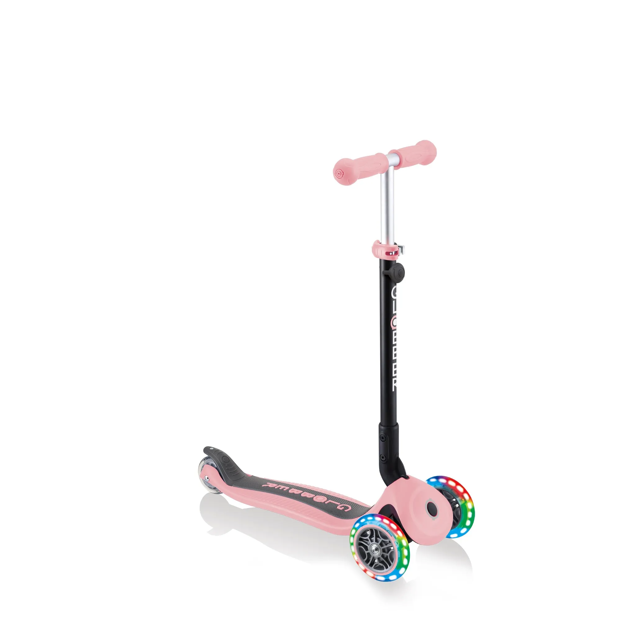 Globber Go Up Foldable Plus Lights Scooter - Pastel Pink (15m – 7y)