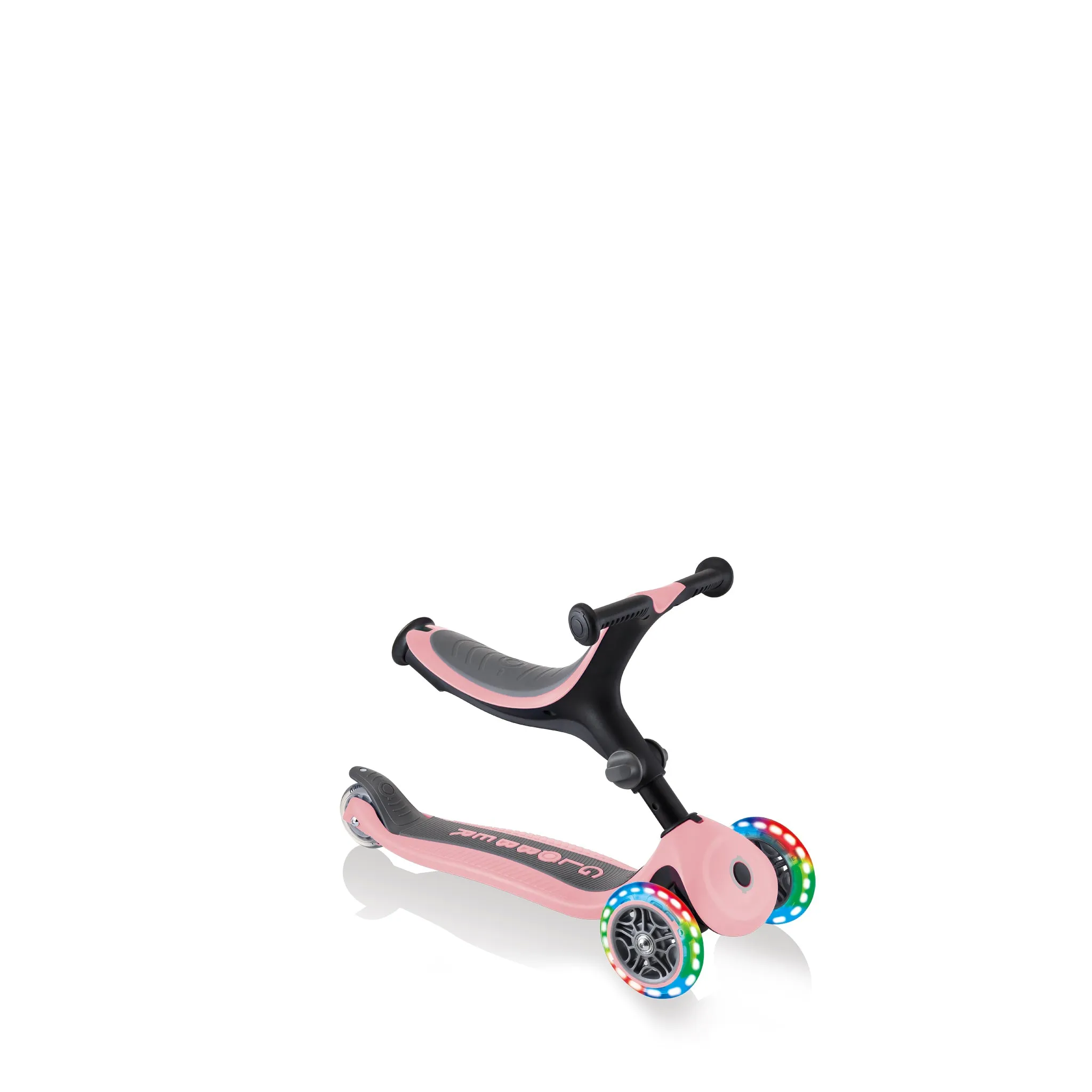 Globber Go Up Foldable Plus Lights Scooter - Pastel Pink (15m – 7y)