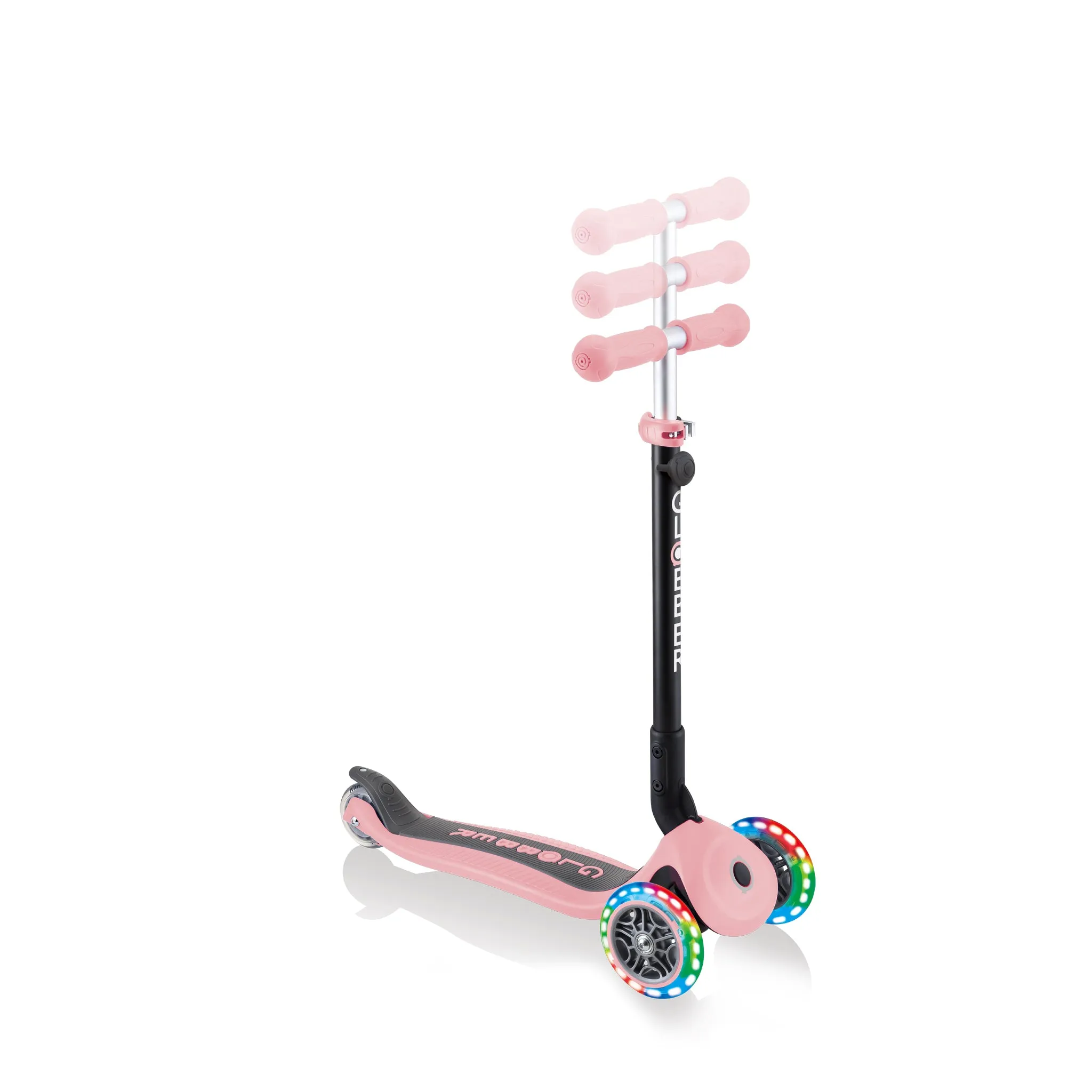 Globber Go Up Foldable Plus Lights Scooter - Pastel Pink (15m – 7y)