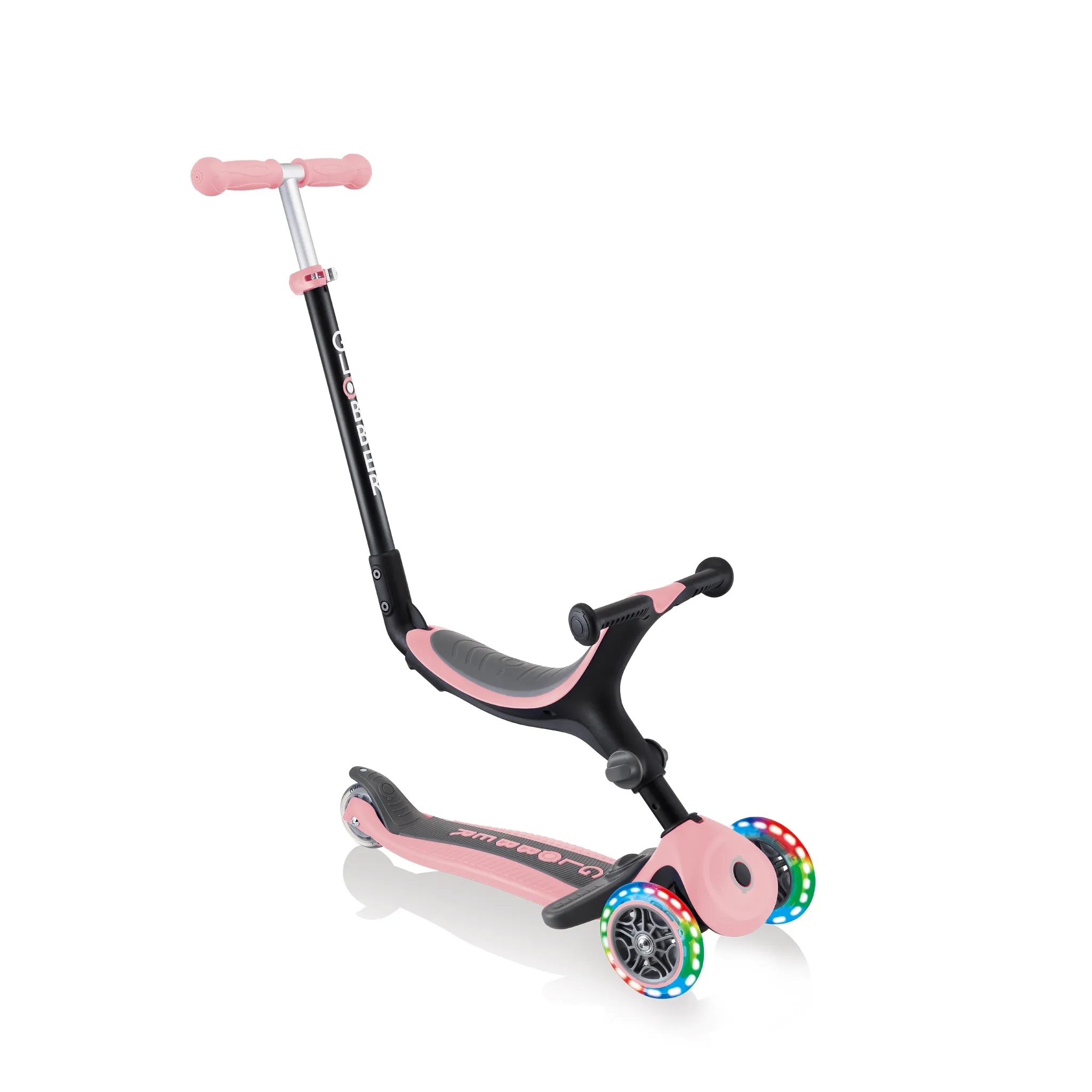 Globber Go Up Foldable Plus Lights Scooter - Pastel Pink (15m – 7y)