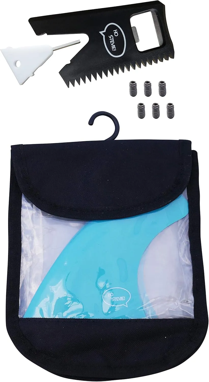 Ho Stevie! FRP Thruster (3) Surfboard Fins - Stronger Than Regular Nylon Fins - Performance and Maneuverability - Includes Travel Case, Screws, Wax Comb and Fin Key