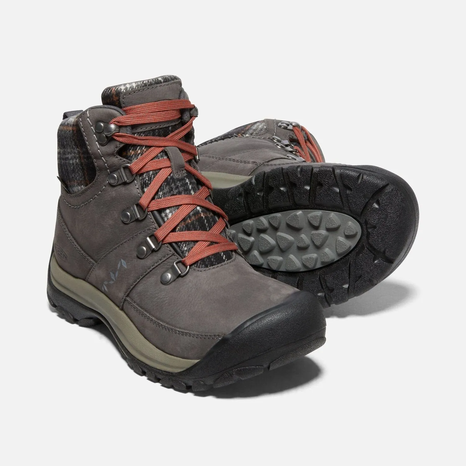 Keen Women's Kaci III Winter Mid Waterproof Boots- Magnet/ Black Plaid