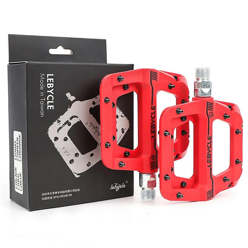 Lebycle MTB Bike Nylon Pedal Bearing Mountain Bike Pedals High-Strength Non-Slip Bicycle Pedals Bike Cycling Accessories