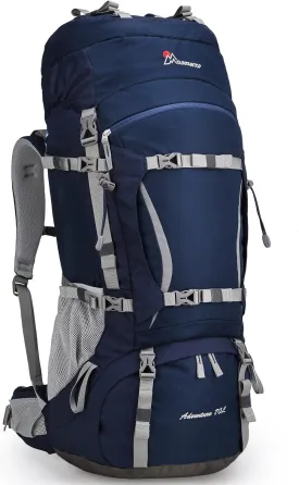 MOUNTAINTOP 70L Internal Frame Backpack Camping Backpacking Hiking Backpack for Men Women with Rain Cover