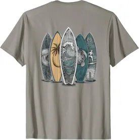 On Back Surfing Tropical Surfboards Vintage Surfboard Surfer T-Shirt