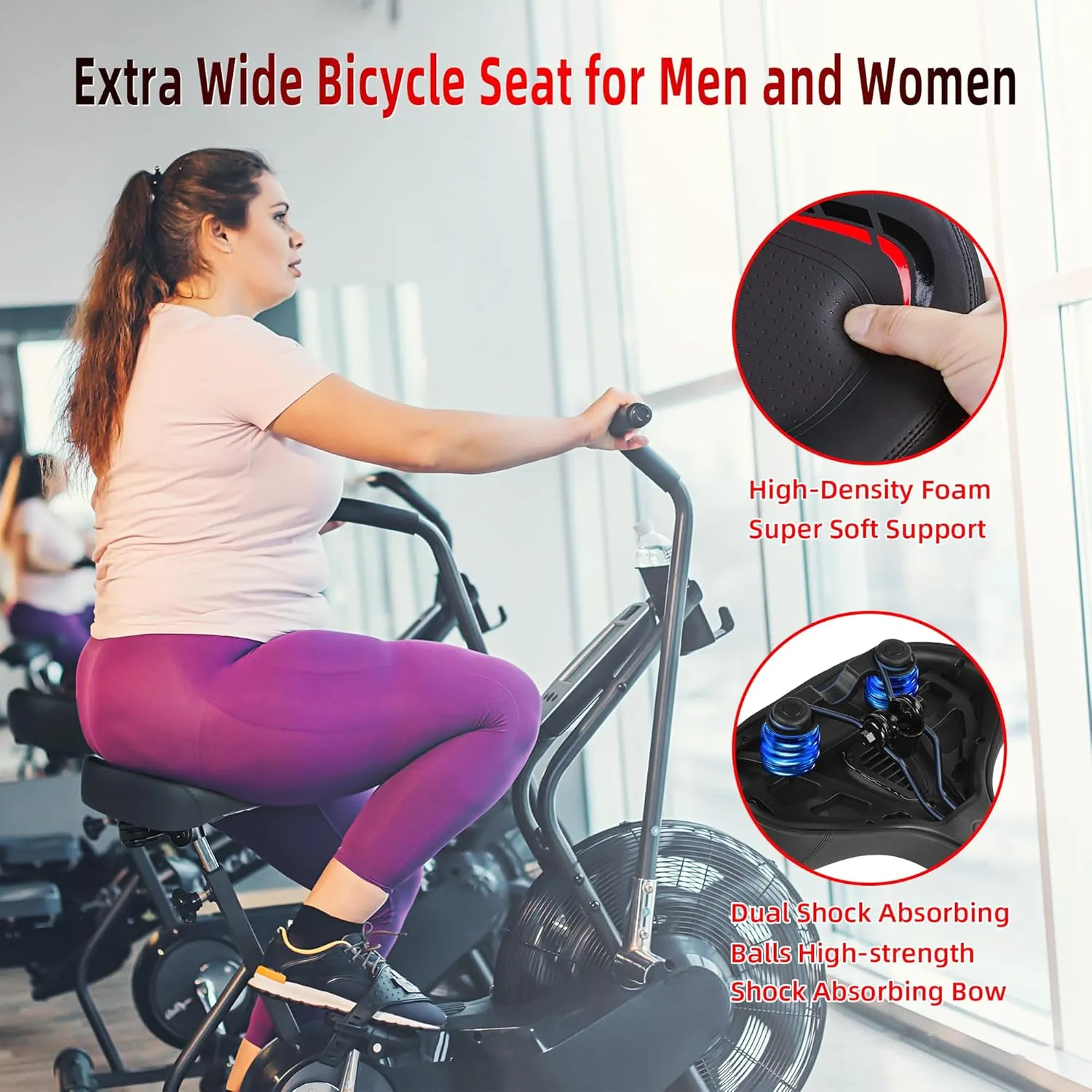 Oversized Bike Seat for Peloton Bike & Bike , Wide Bicycle Saddle Replacement Compatible with Peloton, Exercise or Road Bikes, Seat Cushion for Men & Women