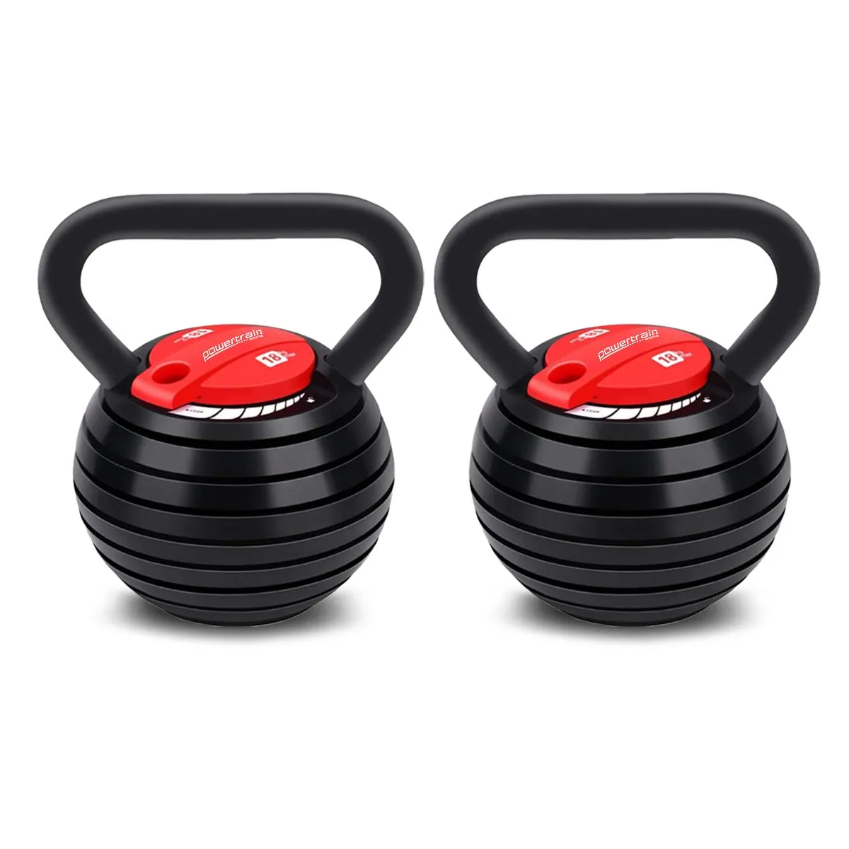Powertrain 2x Adjustable Kettlebells Weights Dumbbell - 18kg