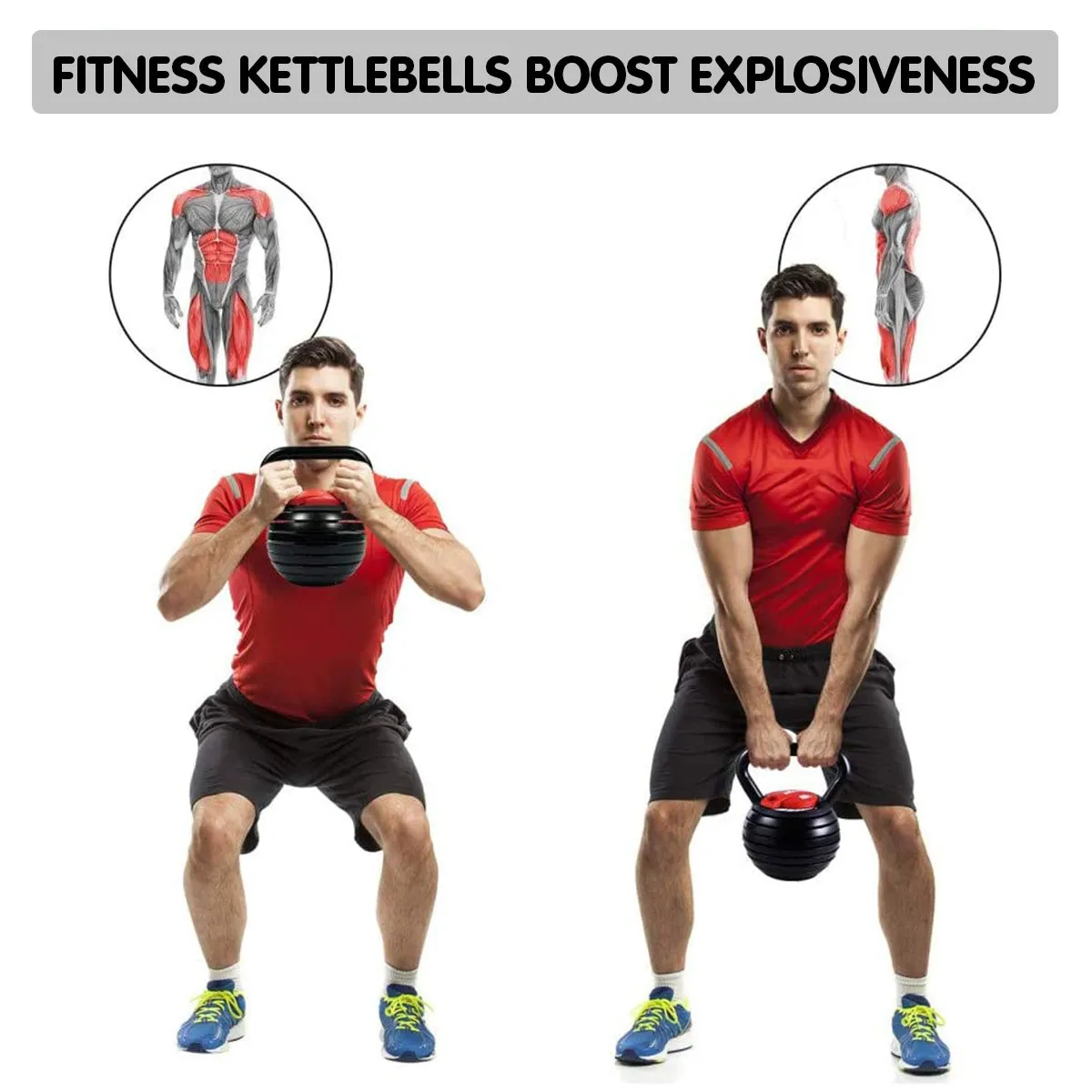 Powertrain 2x Adjustable Kettlebells Weights Dumbbell - 18kg