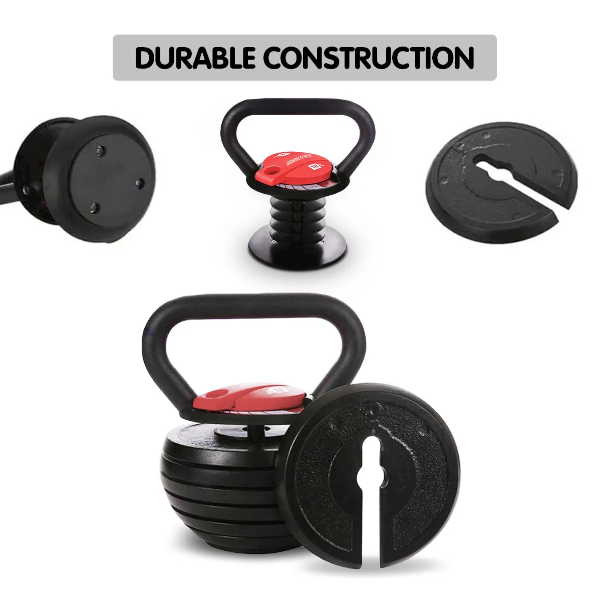 Powertrain 2x Adjustable Kettlebells Weights Dumbbell - 18kg