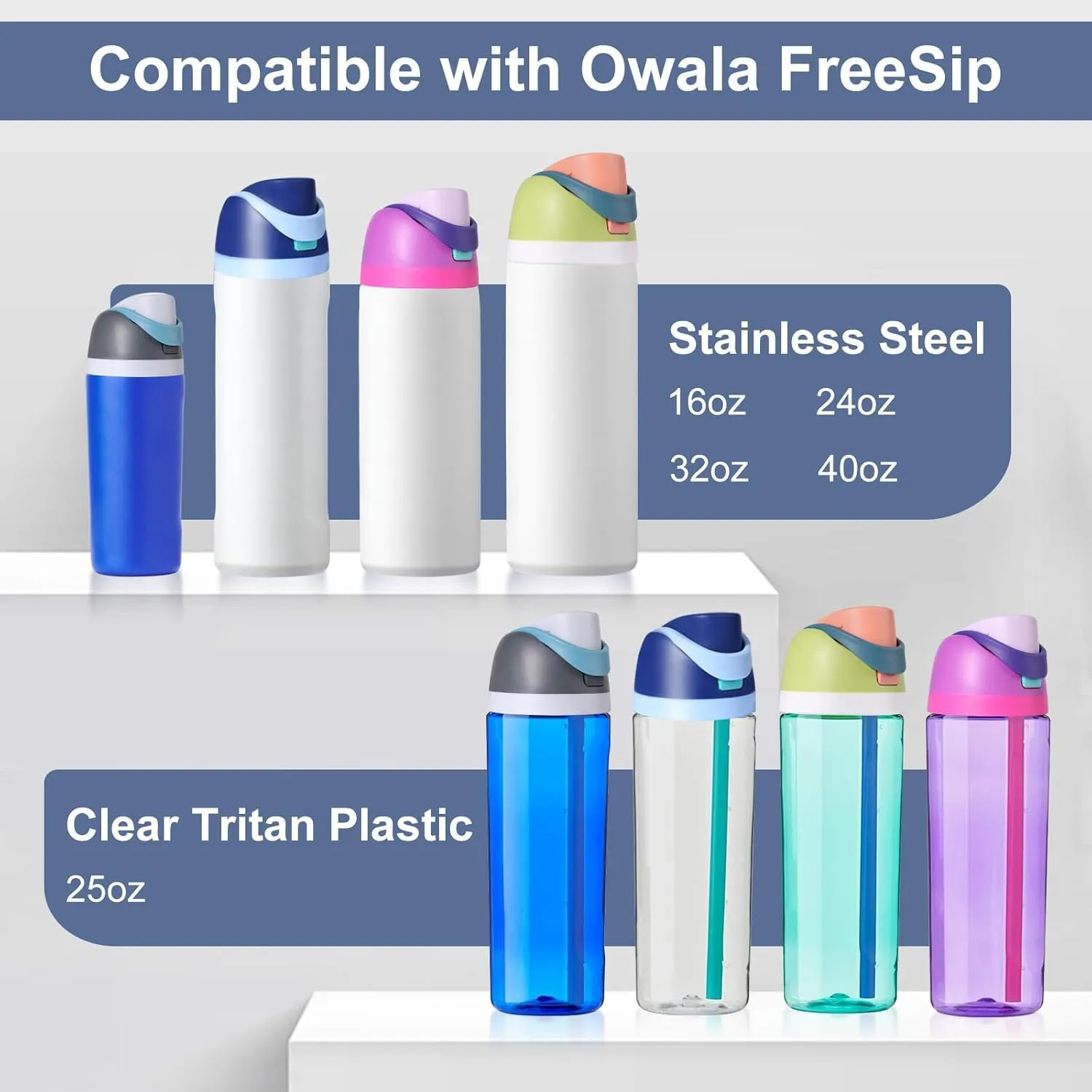 Replacement Lid for Owala Freesip, Compatible with Owala Cup 16oz 24oz 32oz 40oz, One Button Water Bottle Top Lid for Owala Freesip, Leakproof, BPA-Free