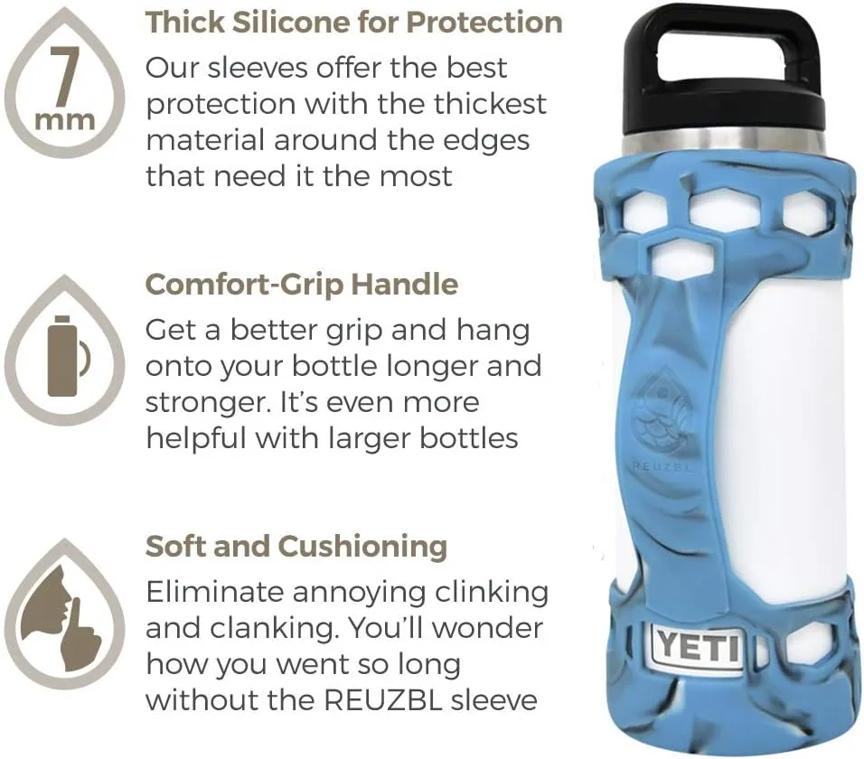 REUZBL Bottle Bumper Silicone Boot Sleeve Protector Accessories with Handle for 26 oz & 36 oz Stainless Steel Water Bottles