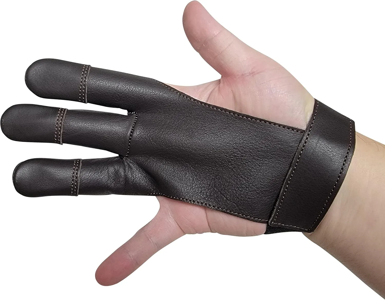 SAS Leather Traditional 3 Finger Archery Shooting Gloves for Recurve or Compound Bow - Hunting Target Protective Finger Tab Three Finger Guard for Adults, Men Women and Youth