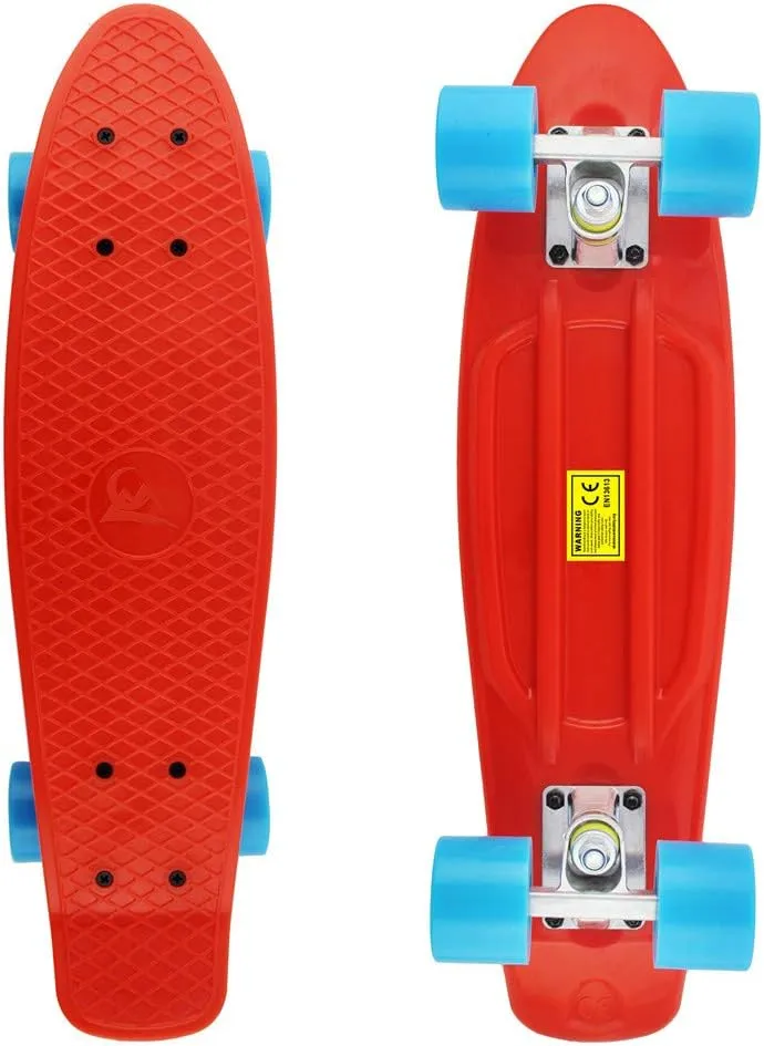 Skateboards Complete 22 Inch Mini Cruiser Retro Skateboard for Kids Boys Youths Beginners