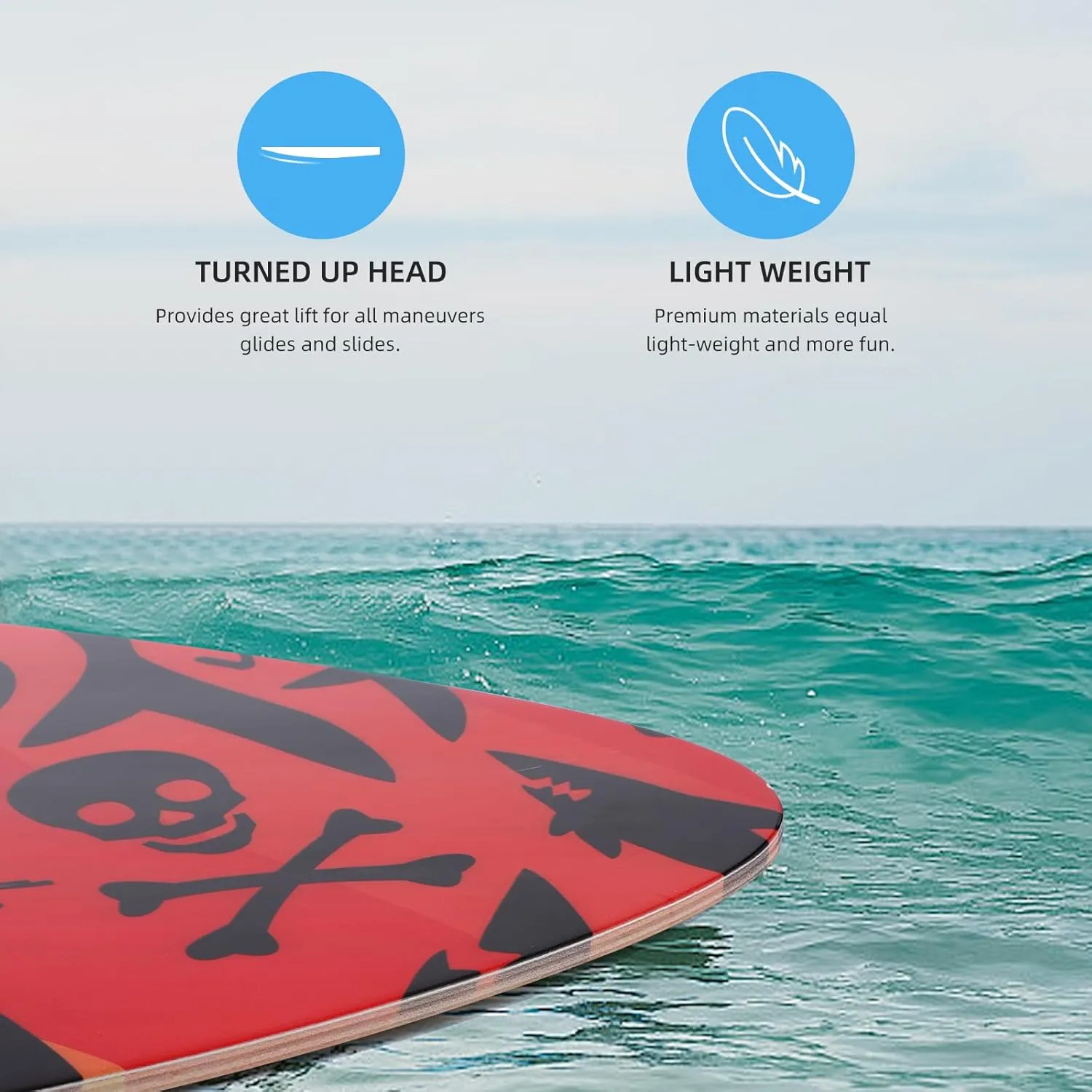 Skimboard 35 Inch Skim Boards for Beach Adults  Kids, High Gloss Coat Wooden Skim Board for Beginners, Durable Lightweight Wood Body Board