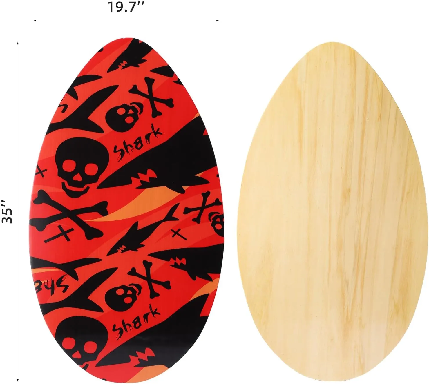 Skimboard 35 Inch Skim Boards for Beach Adults  Kids, High Gloss Coat Wooden Skim Board for Beginners, Durable Lightweight Wood Body Board