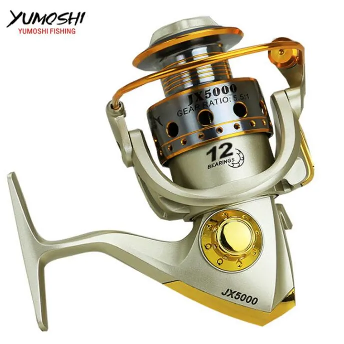 Spinning fishing reel Metal Spool 12BB 5.5:1 Left/Right Interchangeable Handle Fishing Wheel Coil Tackle