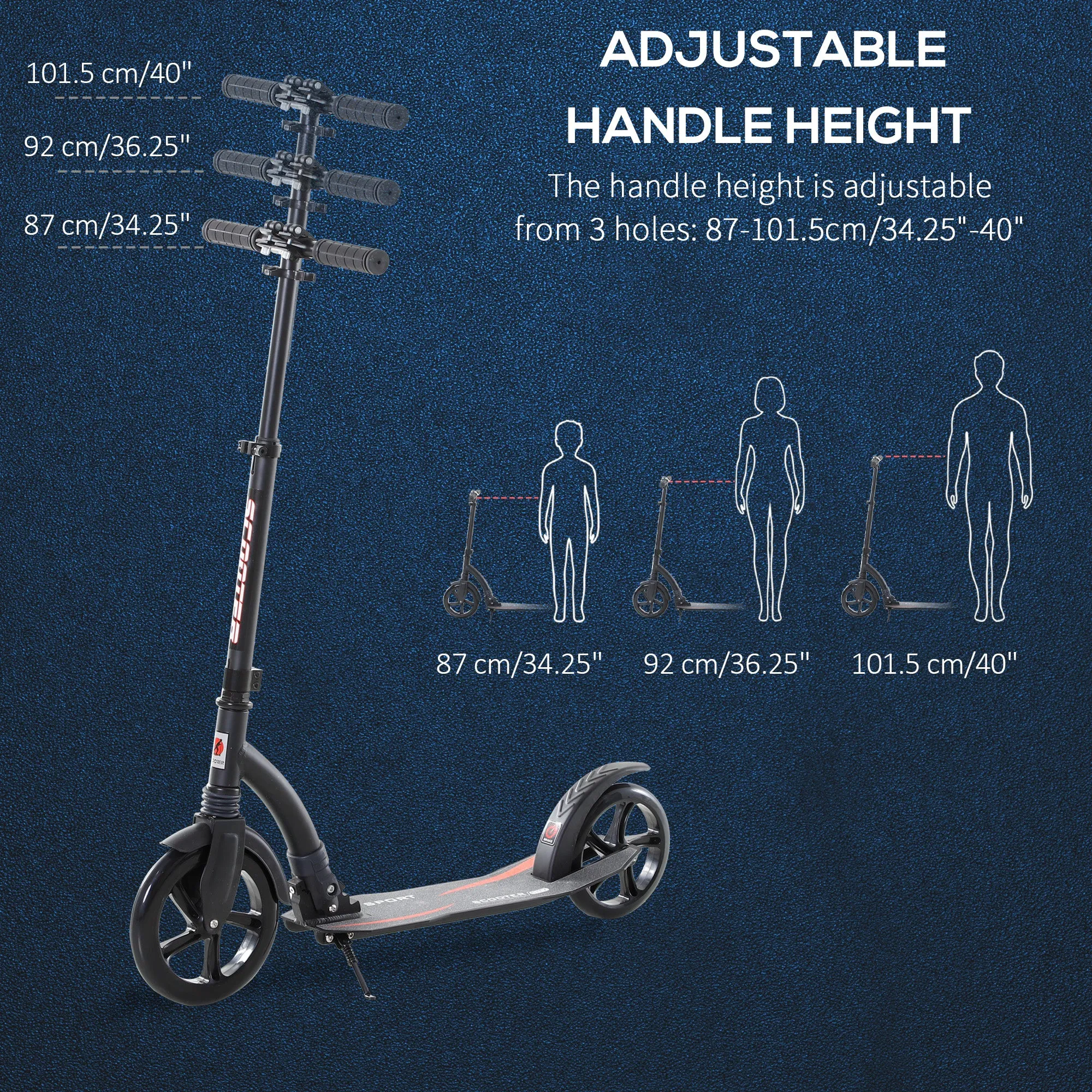 Teens Adult Kick Scooter w/ Shock Absorption Mechanism Foldable Adjustable Height Aluminium Frame Ride On Toy for 14  - Black