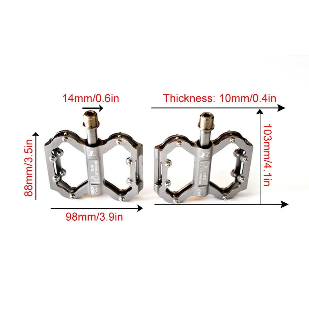 Titanium Alloy Bike Pedals Ultra Light Mountain Bicycle Pedals Non-Slip Cycling Pedals Bicycle Flat Alloy Pedals