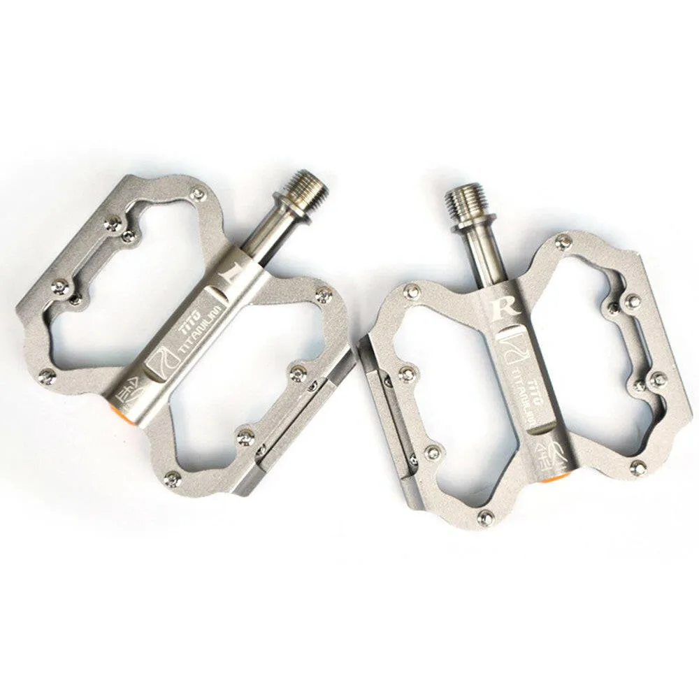 Titanium Alloy Bike Pedals Ultra Light Mountain Bicycle Pedals Non-Slip Cycling Pedals Bicycle Flat Alloy Pedals