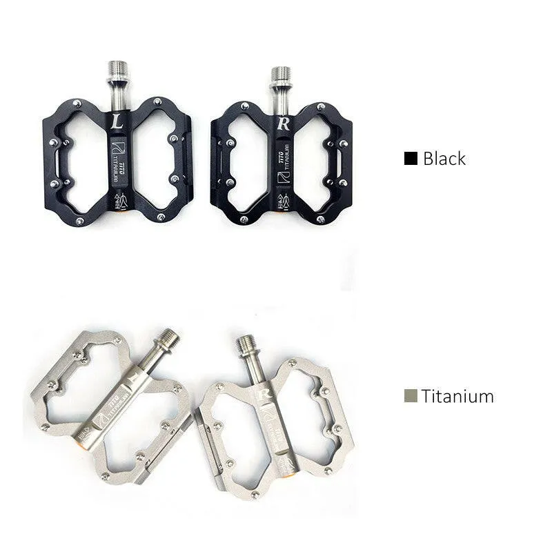 Titanium Alloy Bike Pedals Ultra Light Mountain Bicycle Pedals Non-Slip Cycling Pedals Bicycle Flat Alloy Pedals