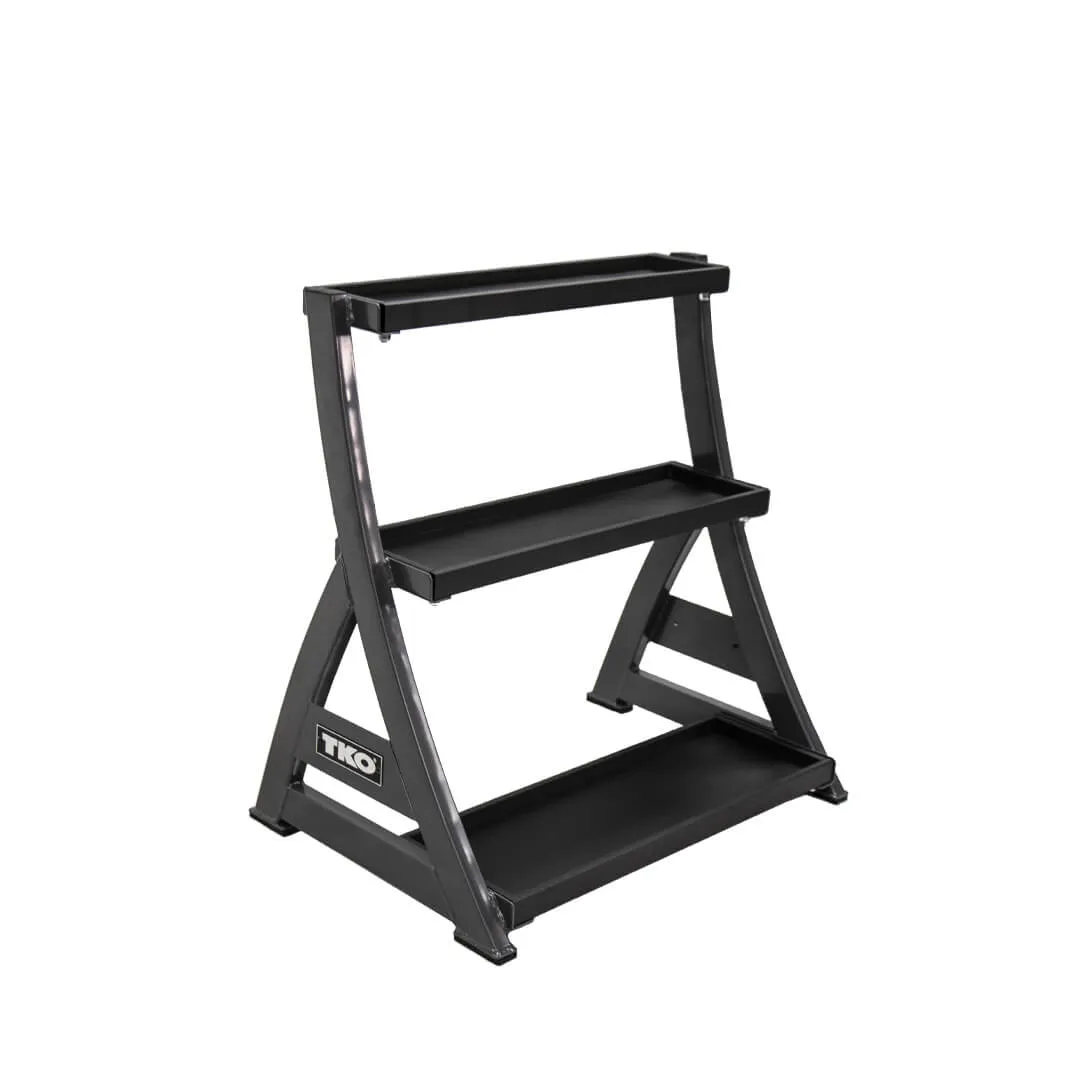 TKO 5-50 lb Vinyl Kettlebell Set w/ 3 Tier Rack S856-KBV5-50