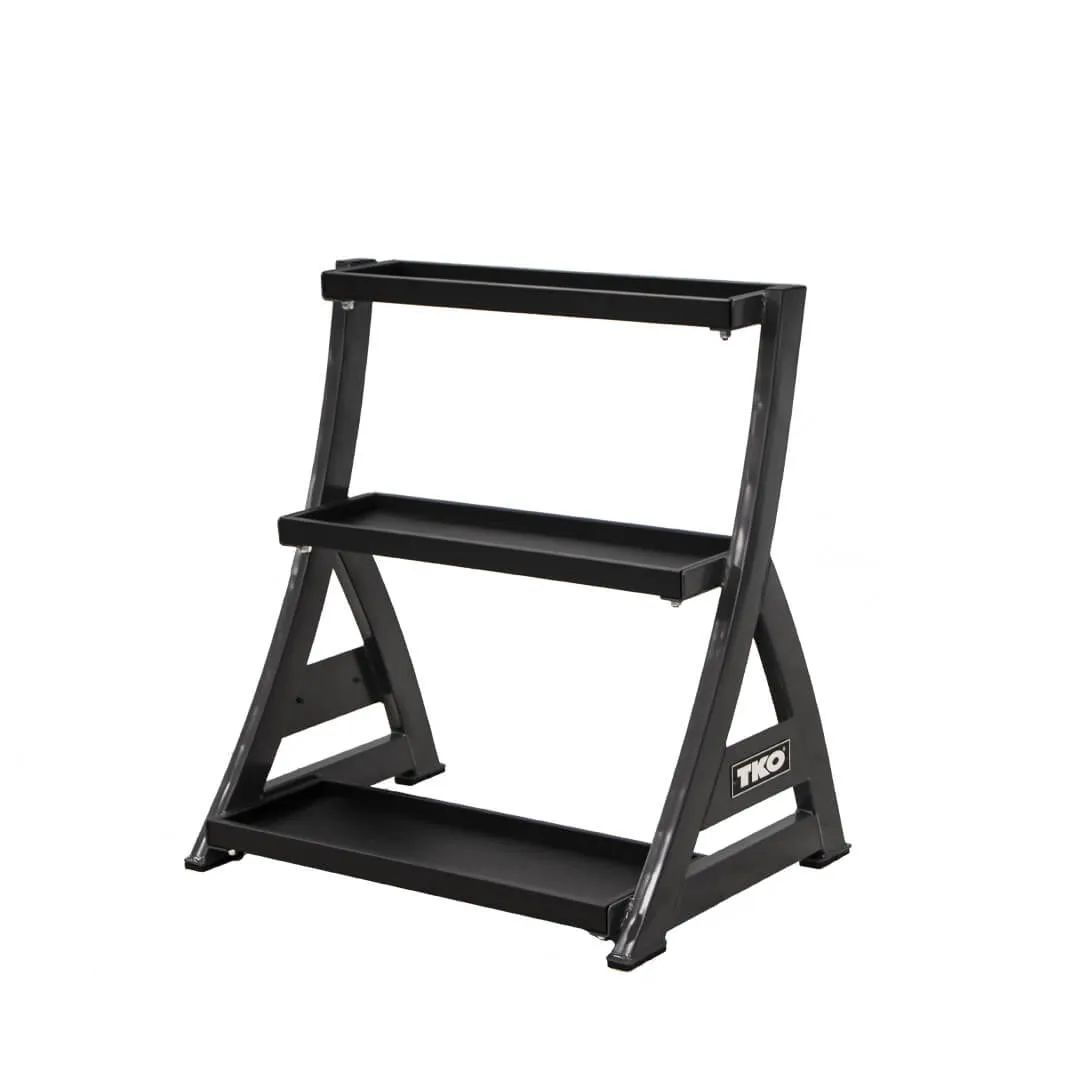 TKO 5-50 lb Vinyl Kettlebell Set w/ 3 Tier Rack S856-KBV5-50