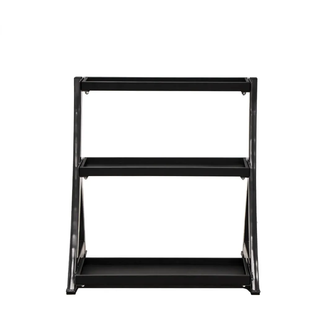 TKO 5-50 lb Vinyl Kettlebell Set w/ 3 Tier Rack S856-KBV5-50