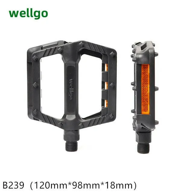 Wellgo Mountain Bike Nylon Double Sealed Bearing Pedal  High Strength Non-slip Pedal MTB Road Bike Pedal Riding Accessories