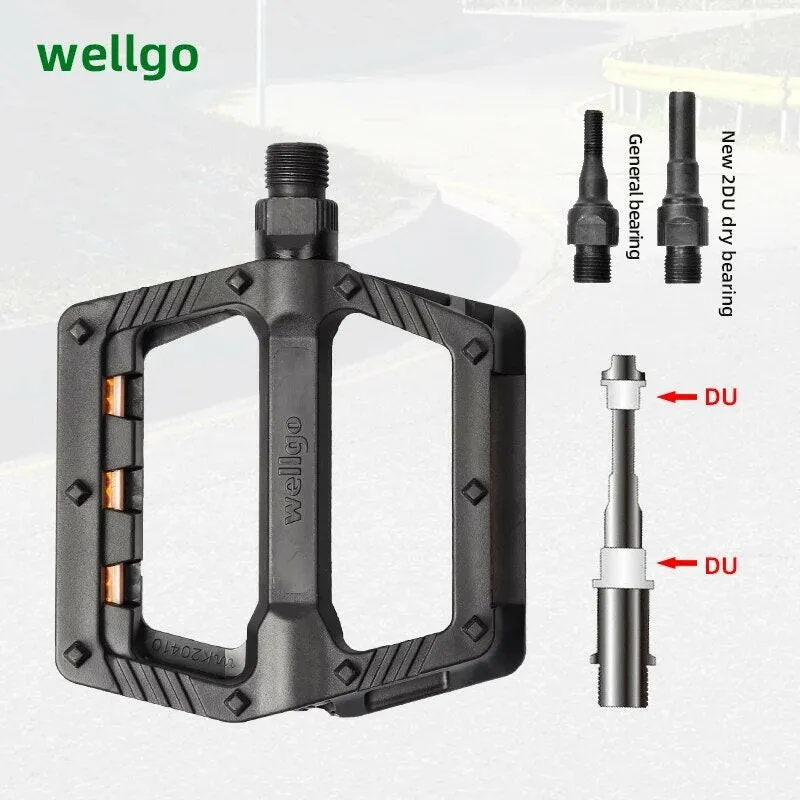Wellgo Mountain Bike Nylon Double Sealed Bearing Pedal  High Strength Non-slip Pedal MTB Road Bike Pedal Riding Accessories
