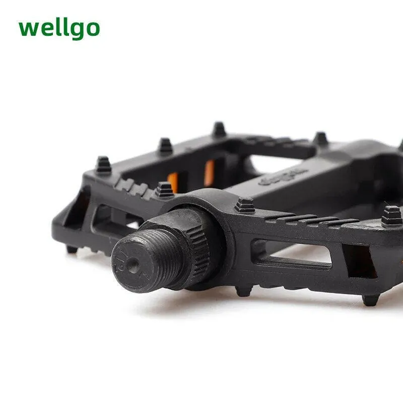 Wellgo Mountain Bike Nylon Double Sealed Bearing Pedal  High Strength Non-slip Pedal MTB Road Bike Pedal Riding Accessories