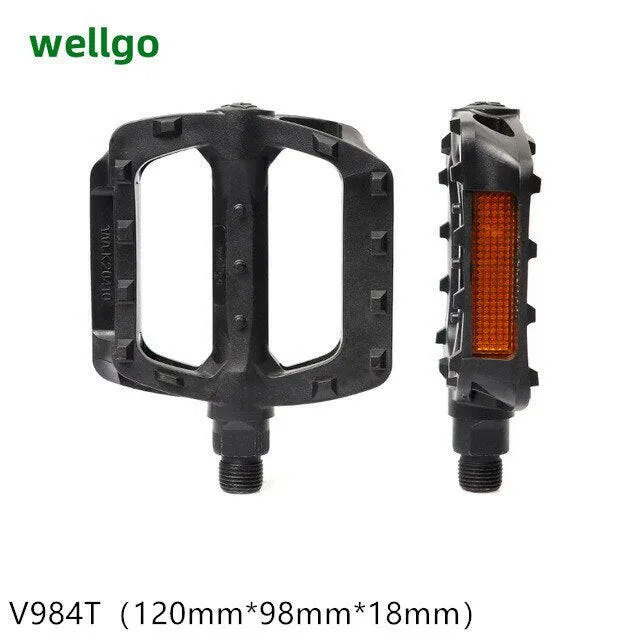 Wellgo Mountain Bike Nylon Double Sealed Bearing Pedal  High Strength Non-slip Pedal MTB Road Bike Pedal Riding Accessories