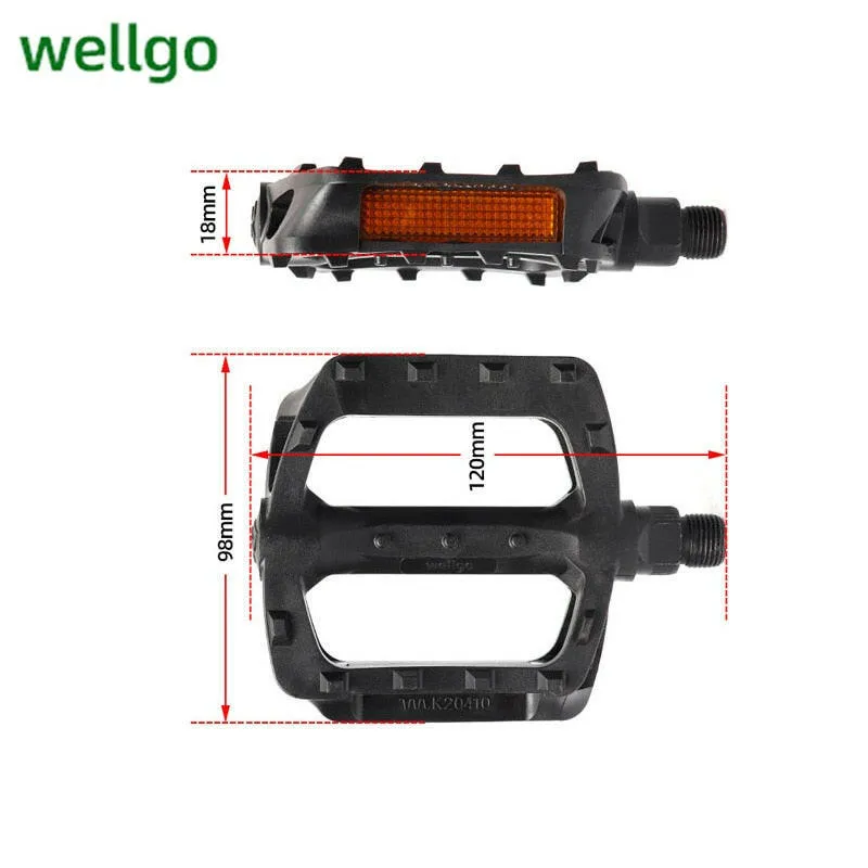 Wellgo Mountain Bike Nylon Double Sealed Bearing Pedal  High Strength Non-slip Pedal MTB Road Bike Pedal Riding Accessories
