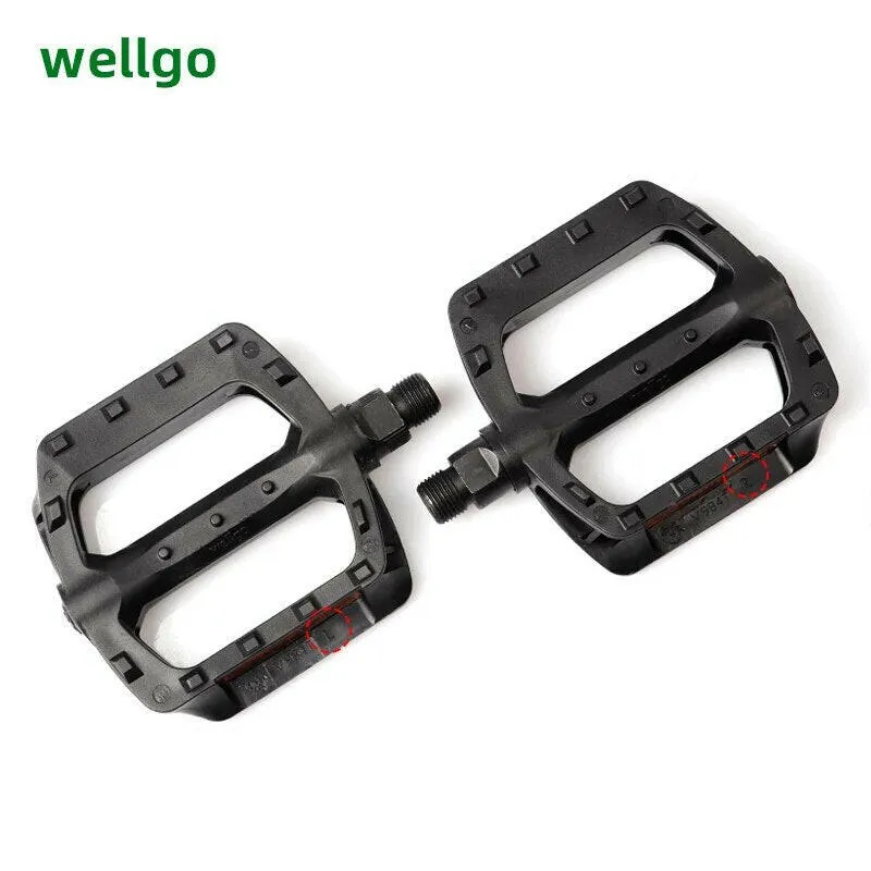 Wellgo Mountain Bike Nylon Double Sealed Bearing Pedal  High Strength Non-slip Pedal MTB Road Bike Pedal Riding Accessories